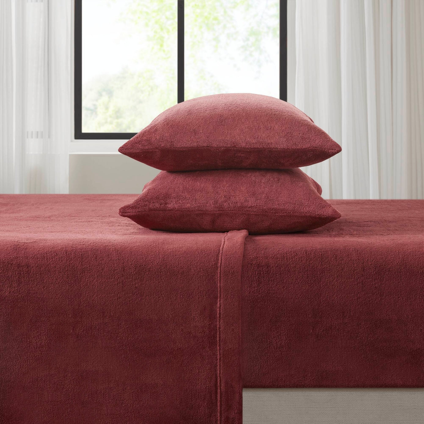 Micro Plush Solid Sheet Set, Burgundy