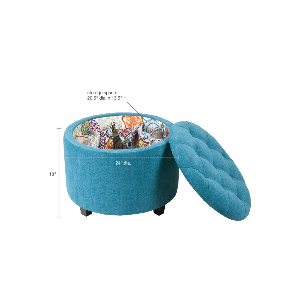 Storage Ottoman with Shoe Inserts, Blue