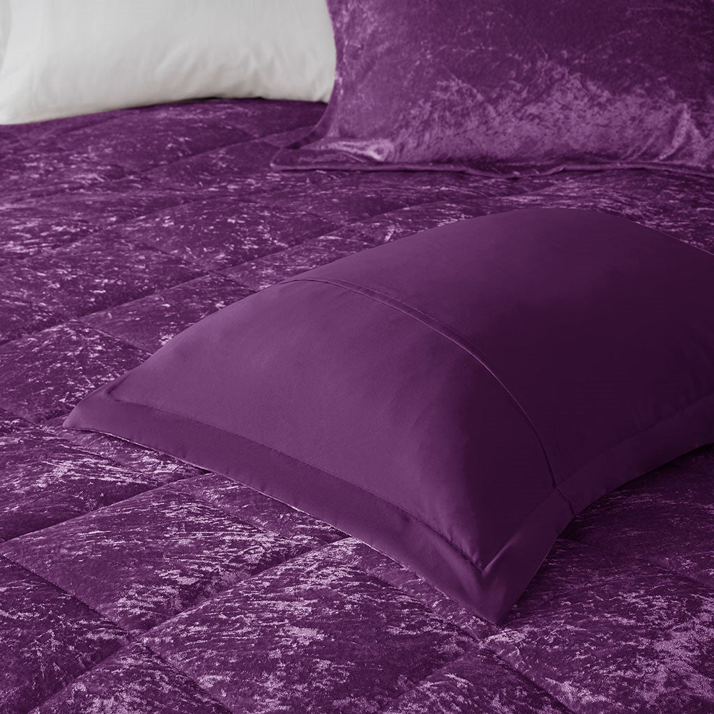 Crushed Velvet 4-Piece Comforter Set, Purple