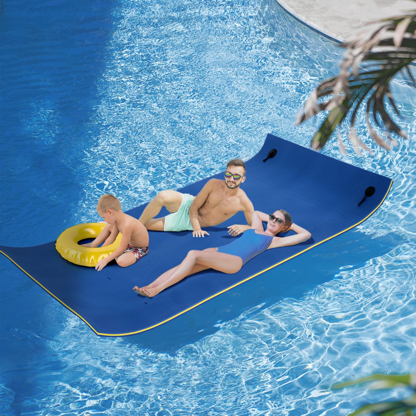 Roll-Up Pool Float Pad for Lakes, Oceans, & Pools, Water Mat for Playing, Relaxing & Recreation, Blue