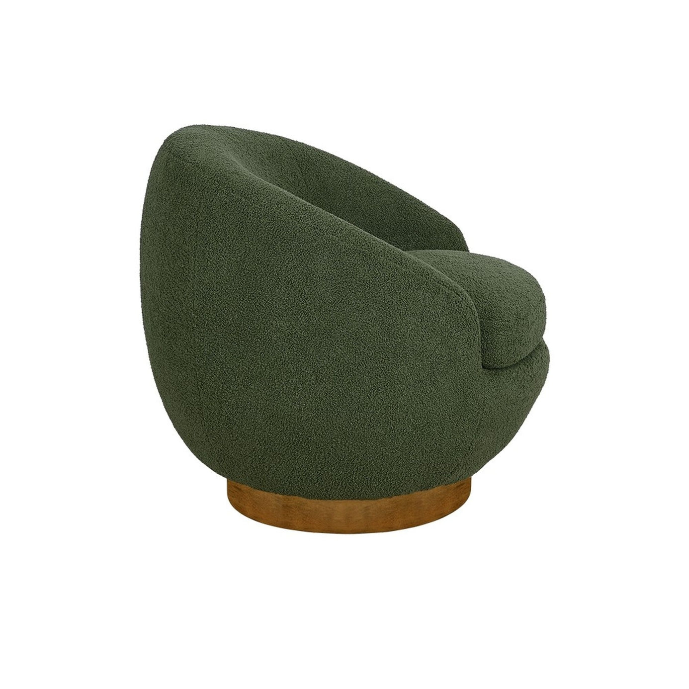 Green Shearling Sherpa Swivel Chair with Wood Base