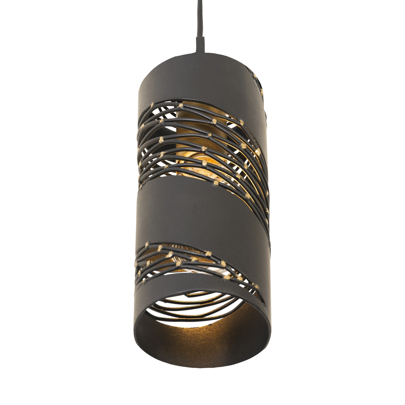 Flow 1-Lt Cylinder Mini Pendant Matte Black French Gold