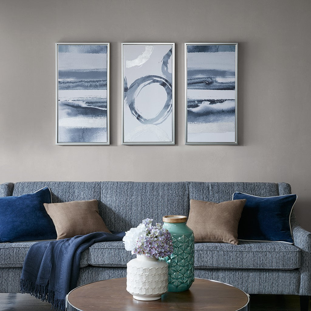 Grey Silver Surroundings Abstract 3-Piece Wall Art