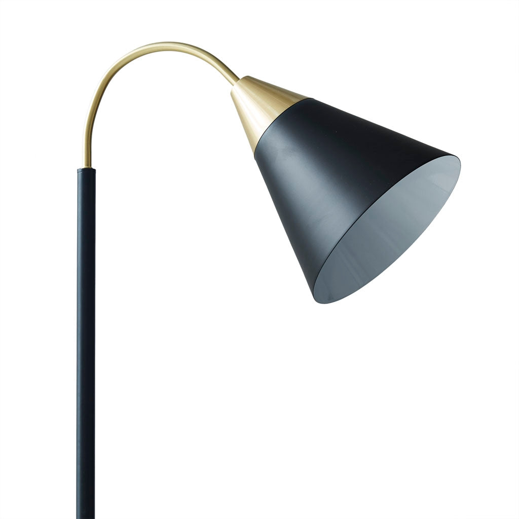 Matte Black Gold Arched Neck Floor Lamp