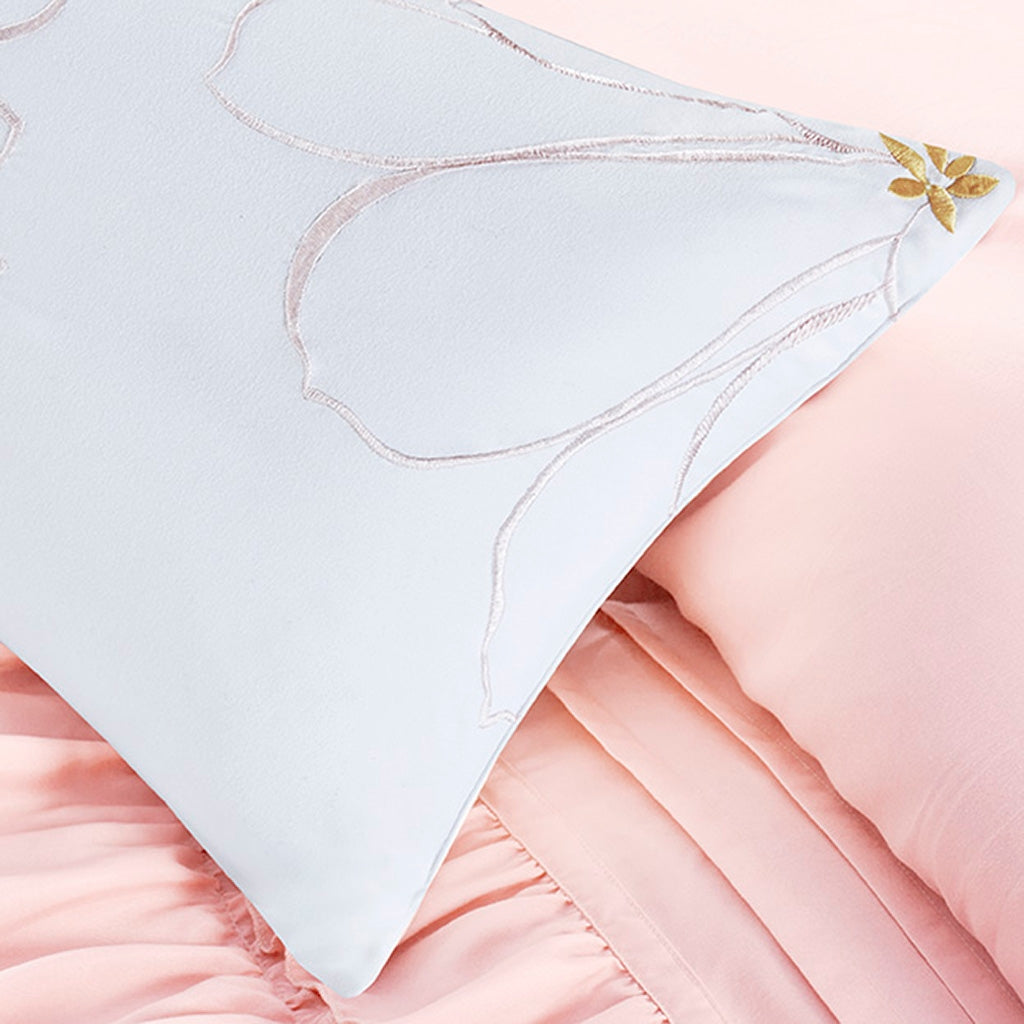 Ruffled Flow 5-Piece Comforter Set, Blush Pink FULL/QUEEN