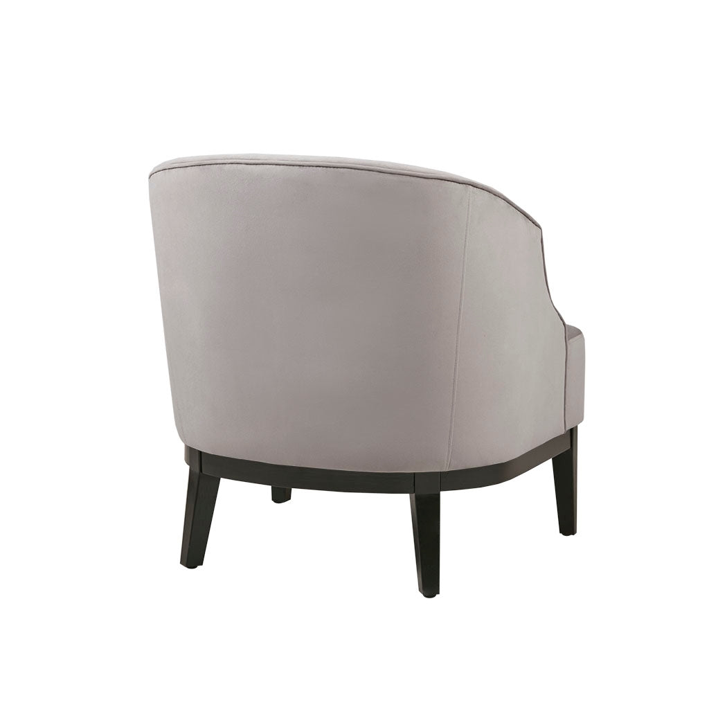 Velvet Curved Accent Chair with Tufted Back, Grey