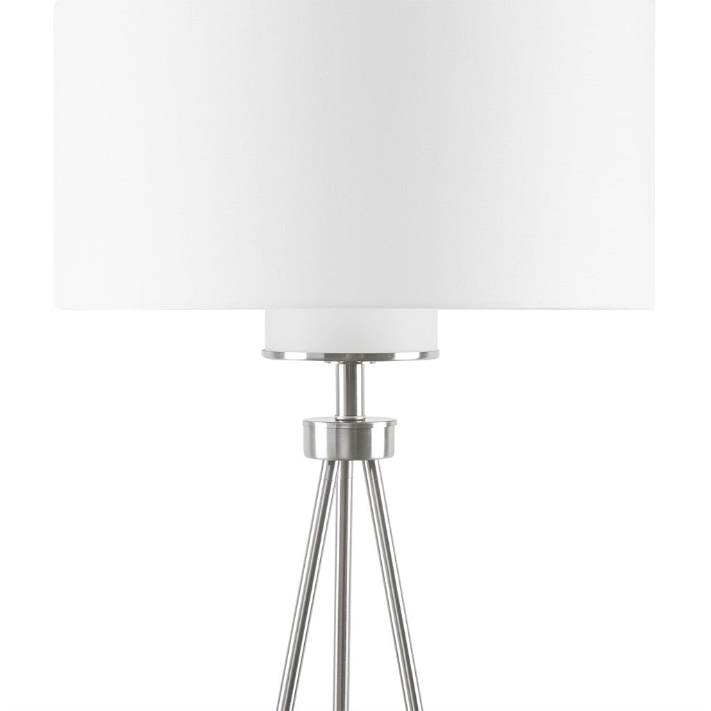 Silver Base Tripod White Shade Floor Lamp