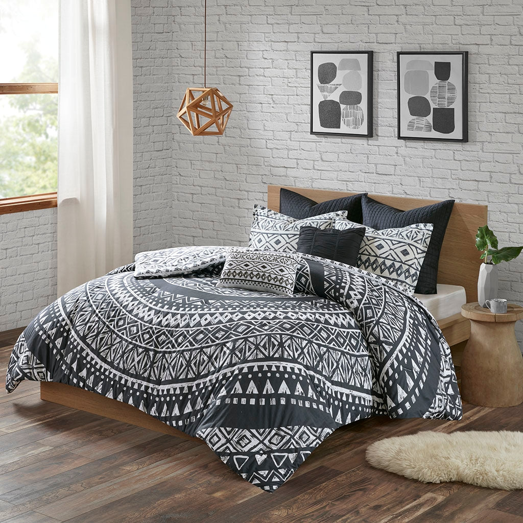 Boho Geo 7-Piece Comforter/Coverlet Set, Black