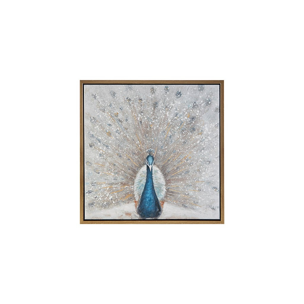 Hand Painted and Printed Peacock Wall Art Decor