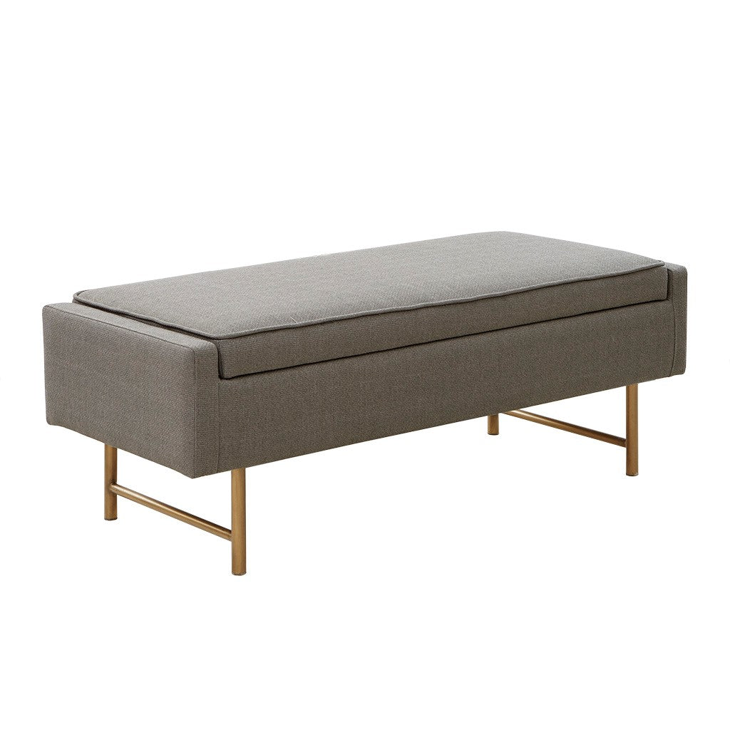 Transitional Storage Bench with Bronze Legs, Grey