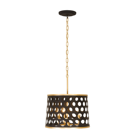 Bailey 3-Lt Pendant/Semi-Flush - Matte Black/French Gold