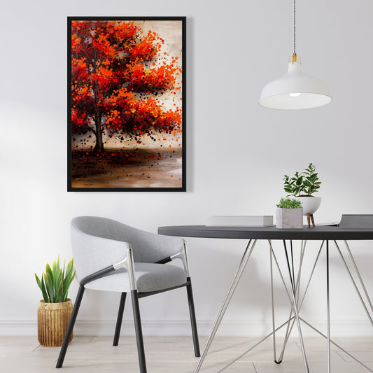 Tree with Dotted Leaves | Framed Print On Canvas 24" X 36"