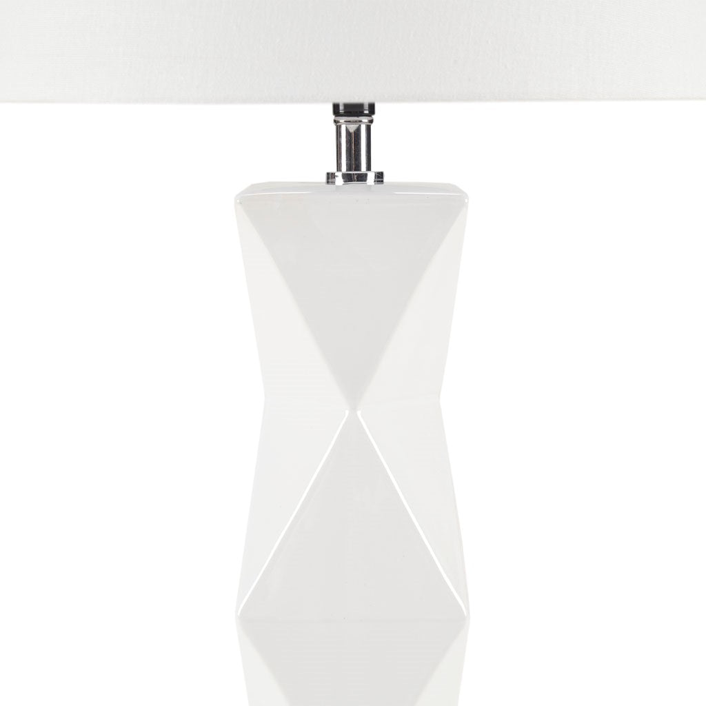 Tali Geometric Ceramic Table Lamp, White