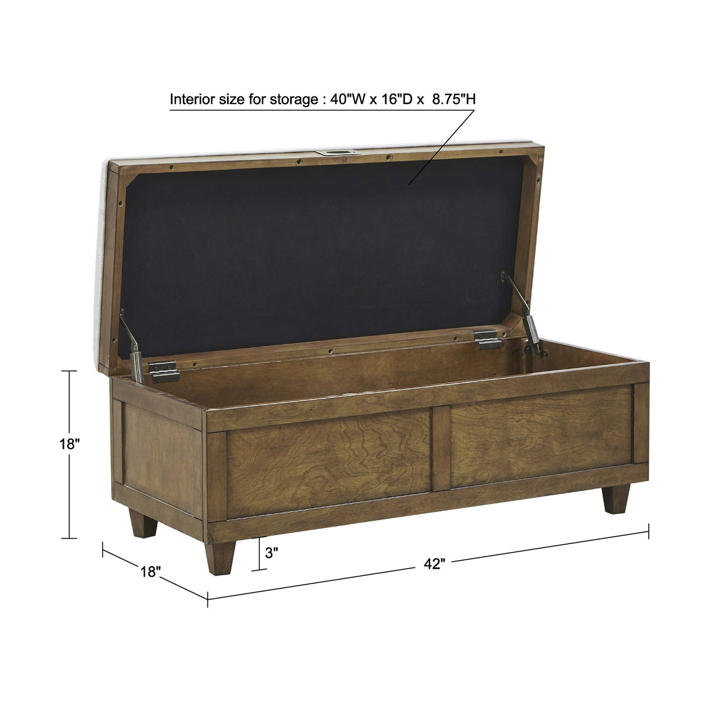 Wood Storage Bench with Brass Handle