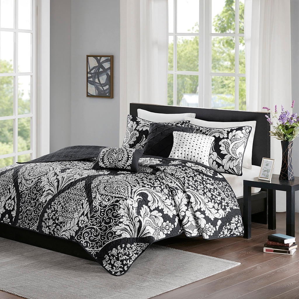 Transitional 6-Piece Quilt Set, Black