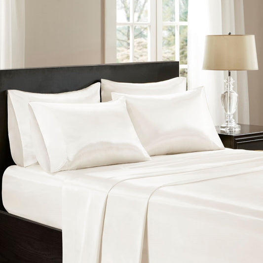 Luxury Satin 6-Piece Sheet Set, Ivory