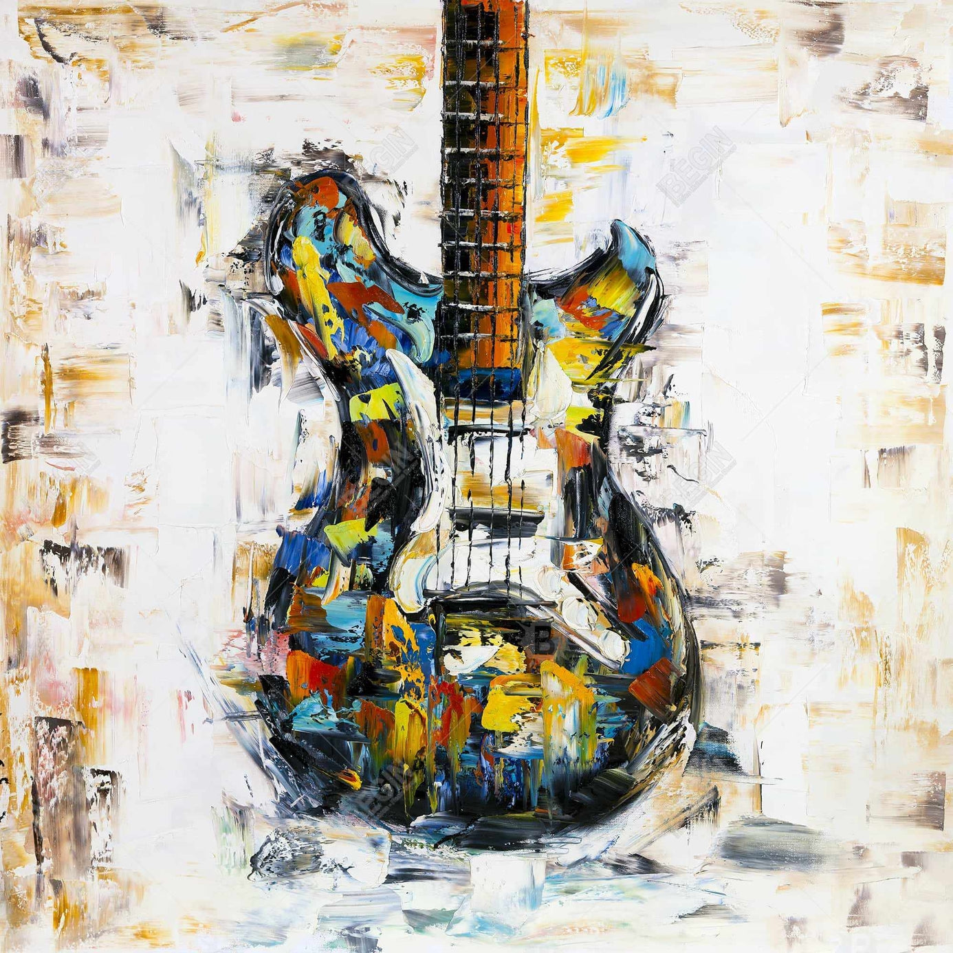 Abstract Colorful Guitar | 71" X 74"