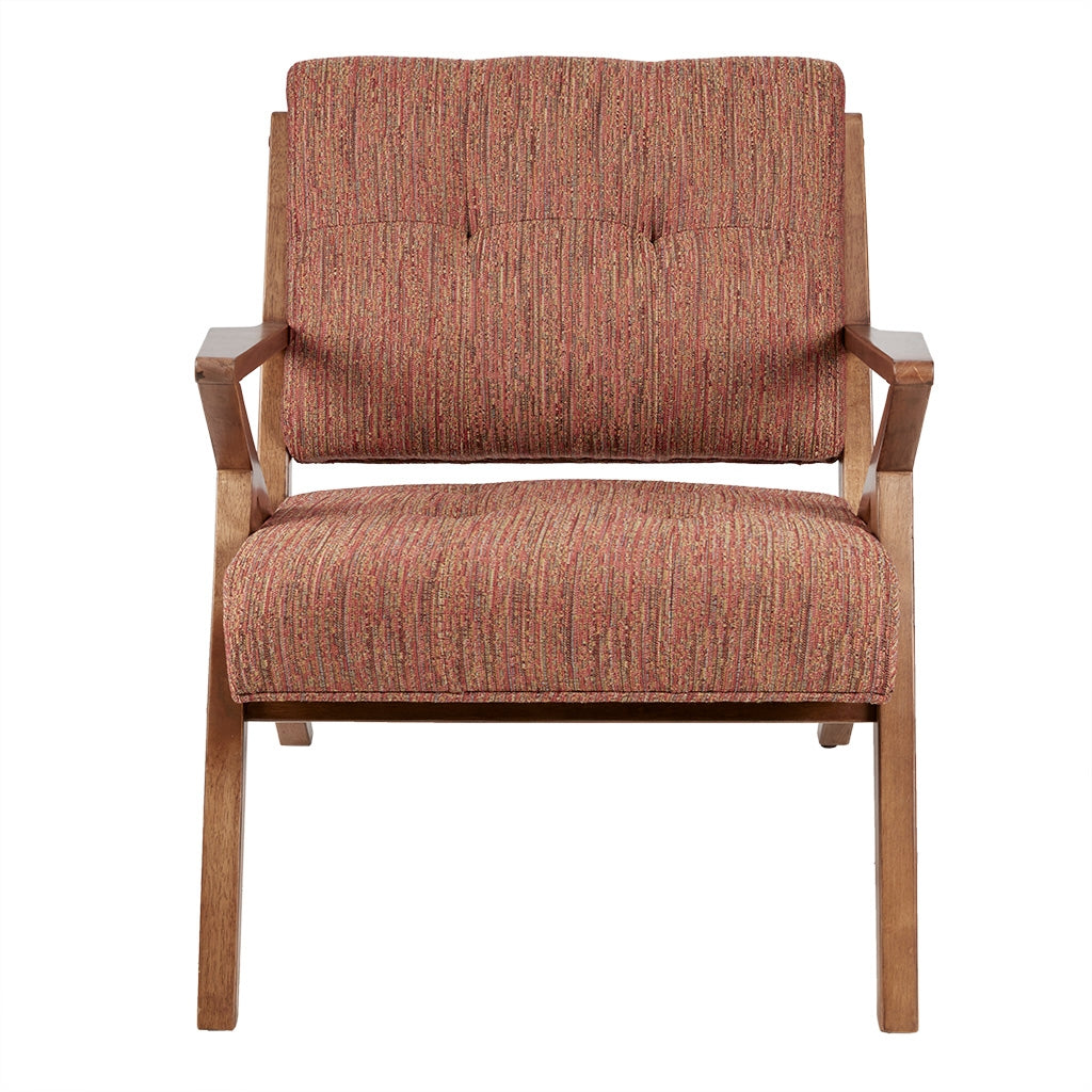 Modern Mid-Century Wood Lounge Chair, Red