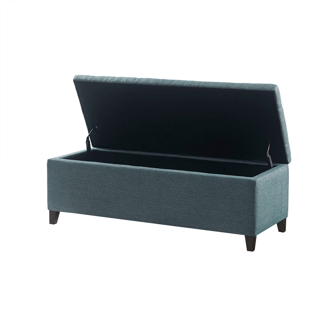 Button Tufted Modern Storage Bench Ottoman, Blue