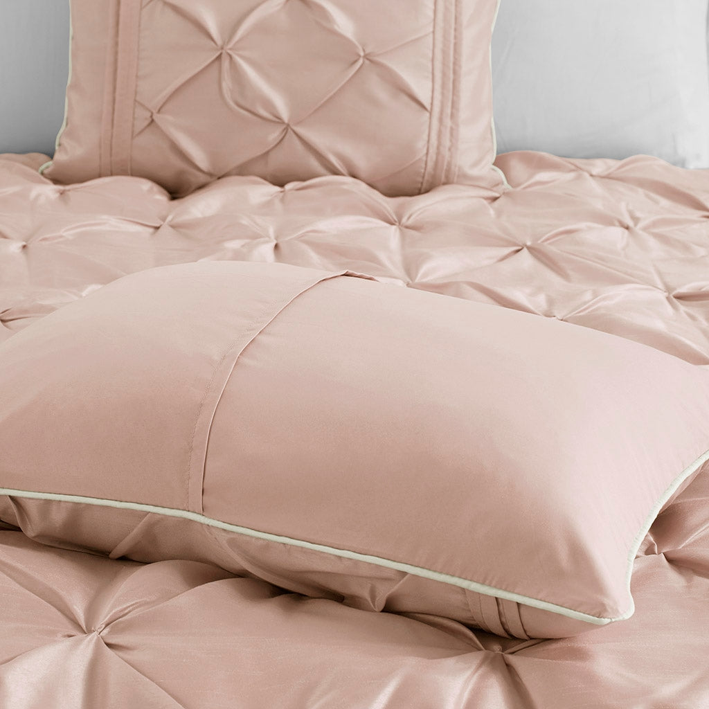 Silky Tufted 7-Piece Comforter Set, Blush