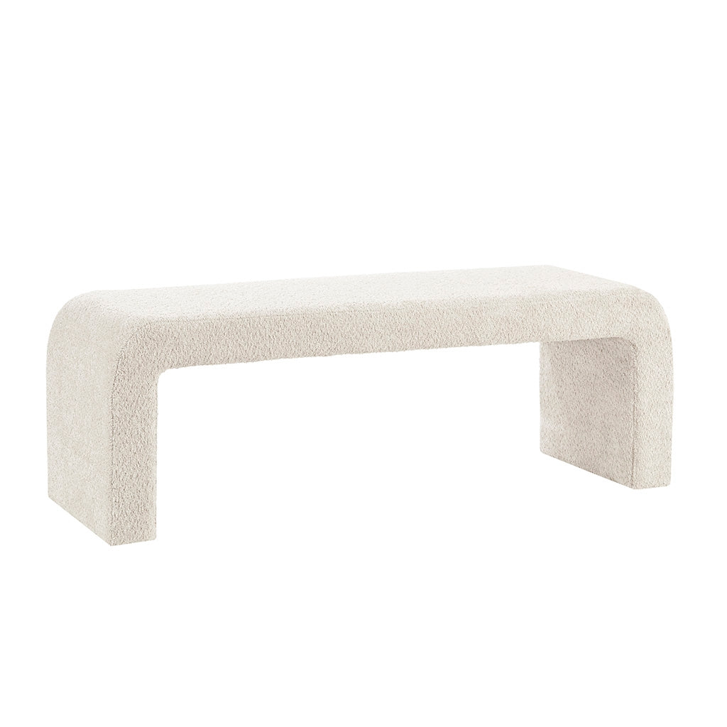 52"W Boucle Waterfall Bench, Cream