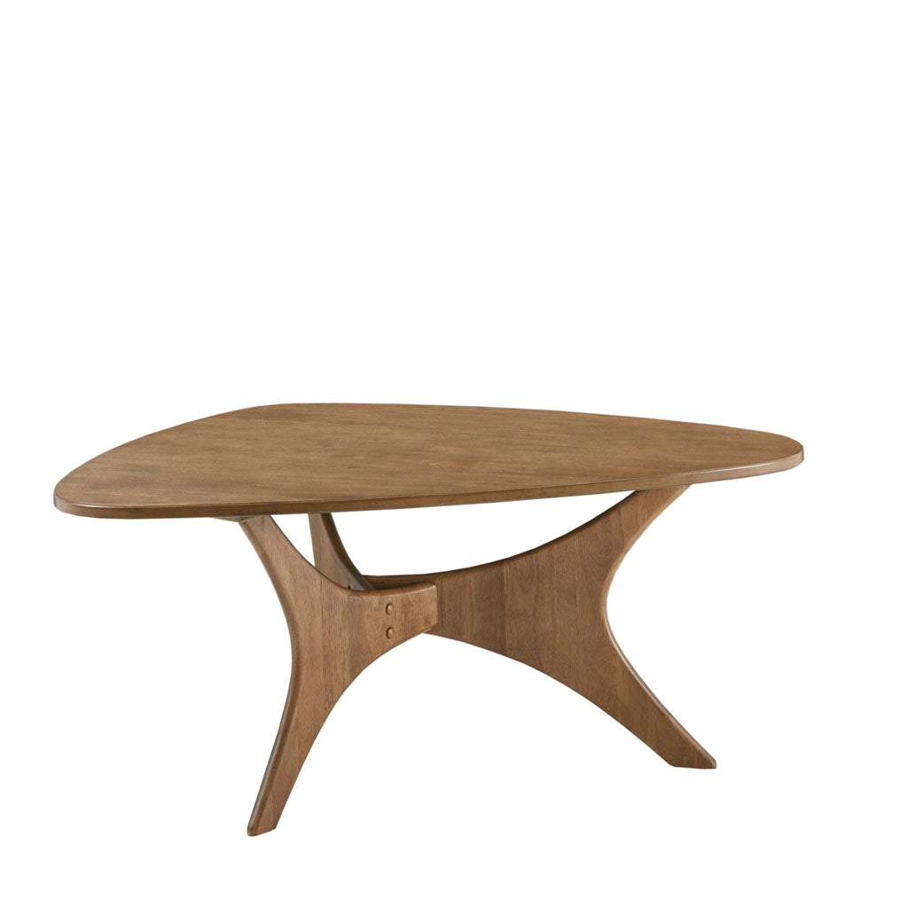 Modern Mid-Century Triangular Wood Coffee Table, Natural