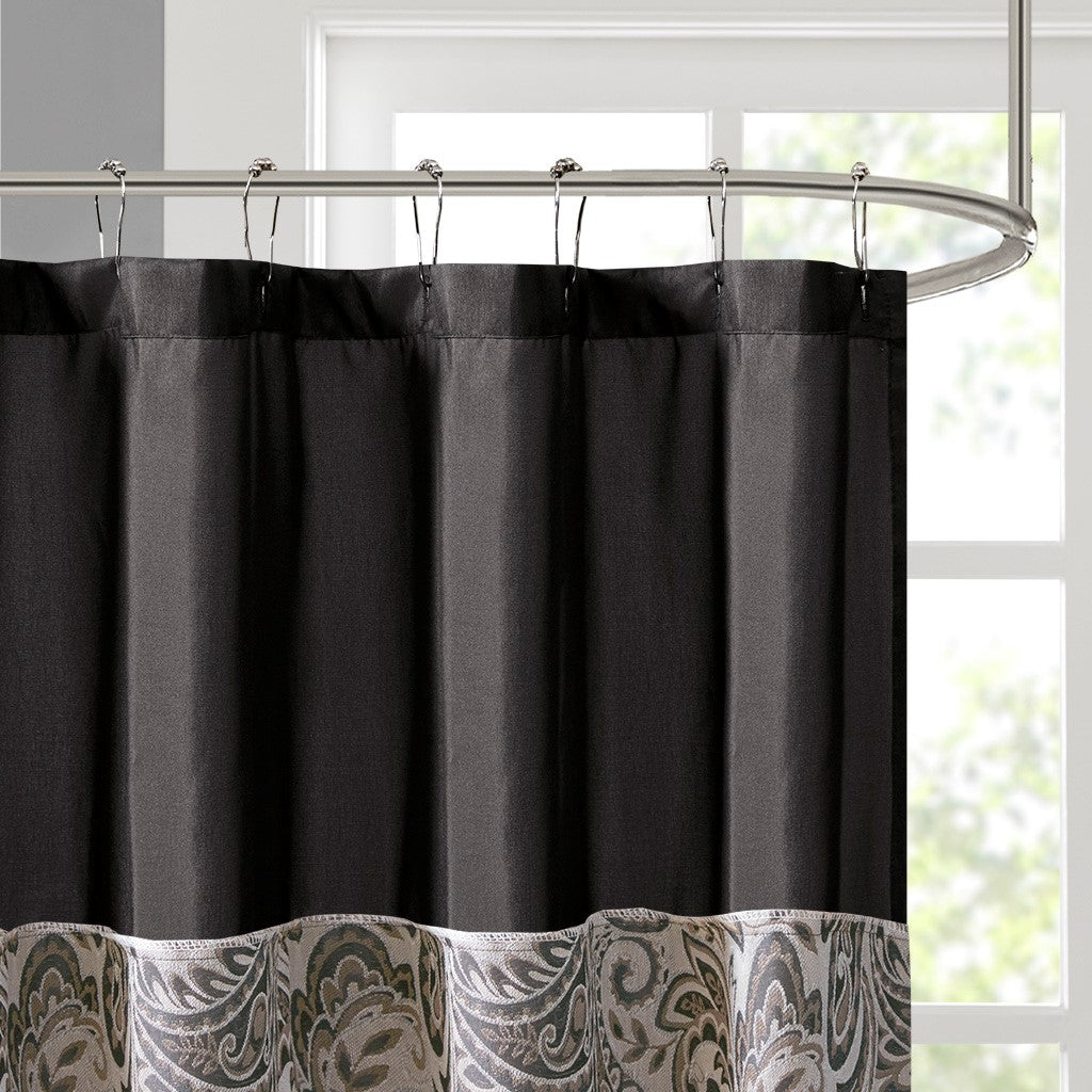 Traditional Silky Paisley Shower Curtain, Black