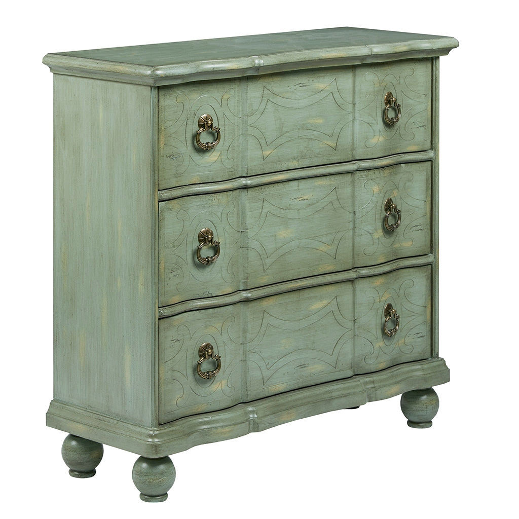 Antique Accent Green 3-Drawer Chest Dresser