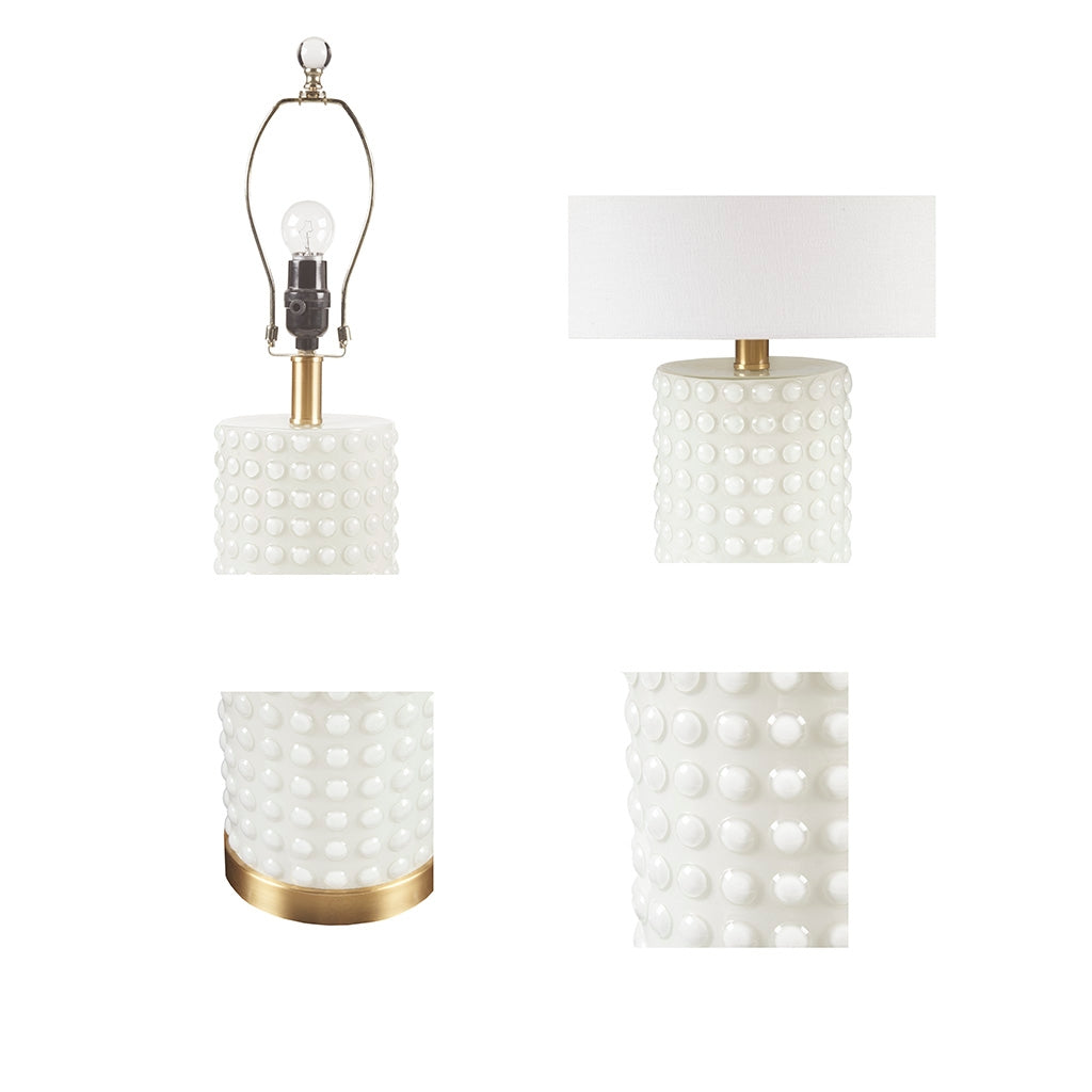 Gold White Glass Textured Dot Table Lamp