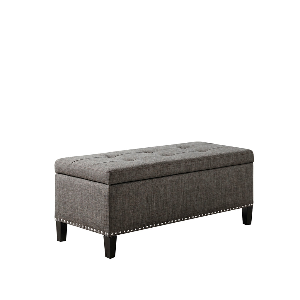 Tufted Accent Ottoman Bench with Interior Storage, Grey