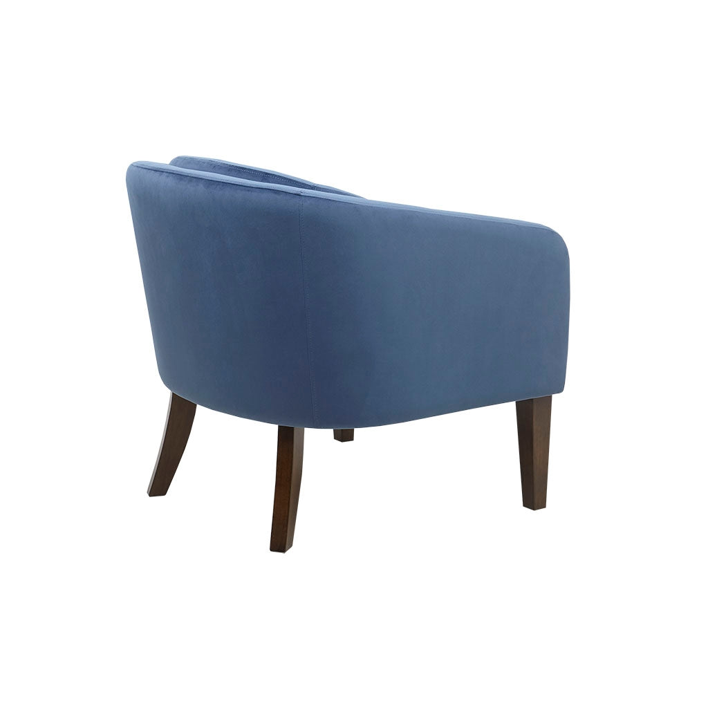 Tufted Mid-Centruy Barrel Accent Chair, Blue Velvet