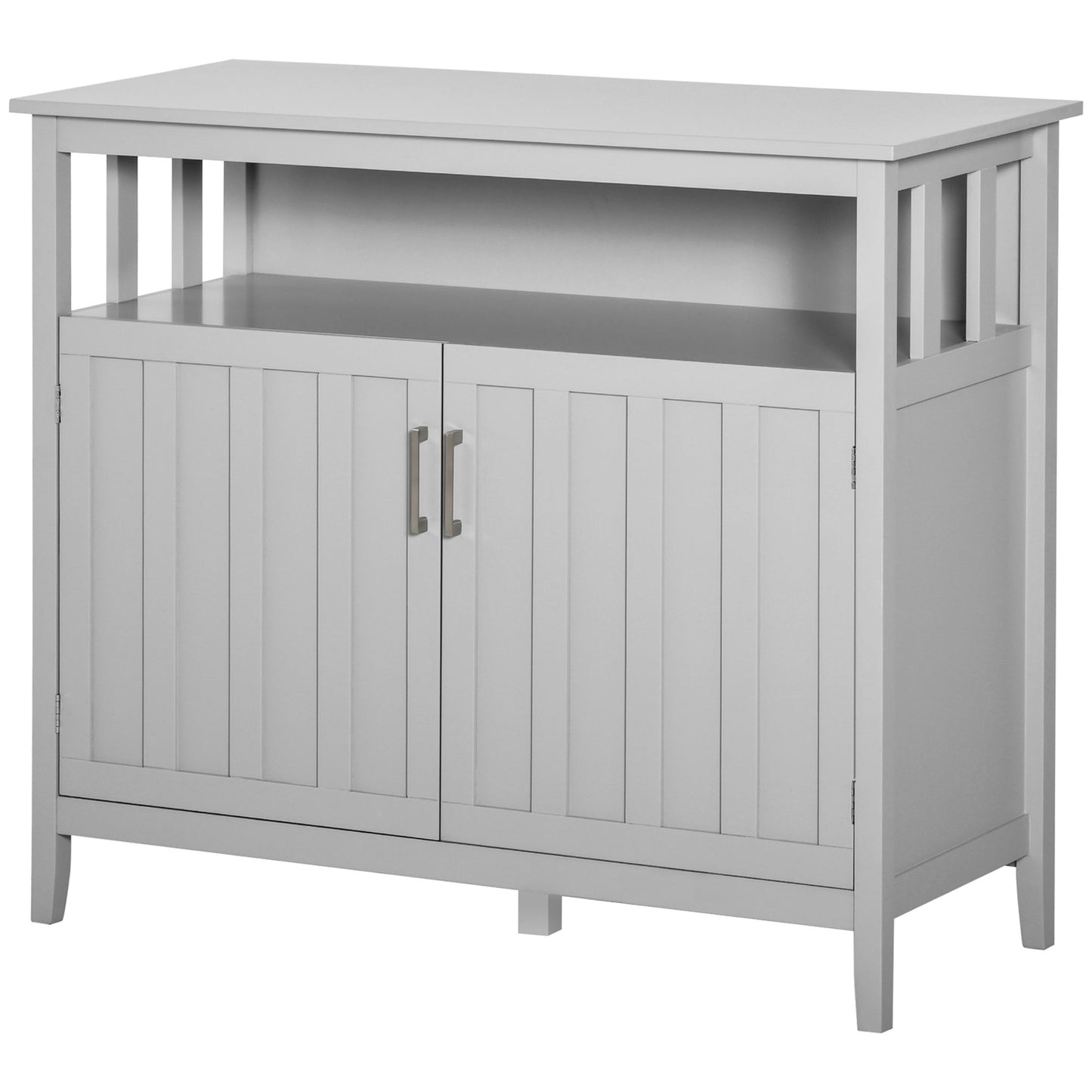 Small Sideboard Buffet Server with 2 Doors and Adjustable Shelves for Kitchen or Dining Room, in Grey