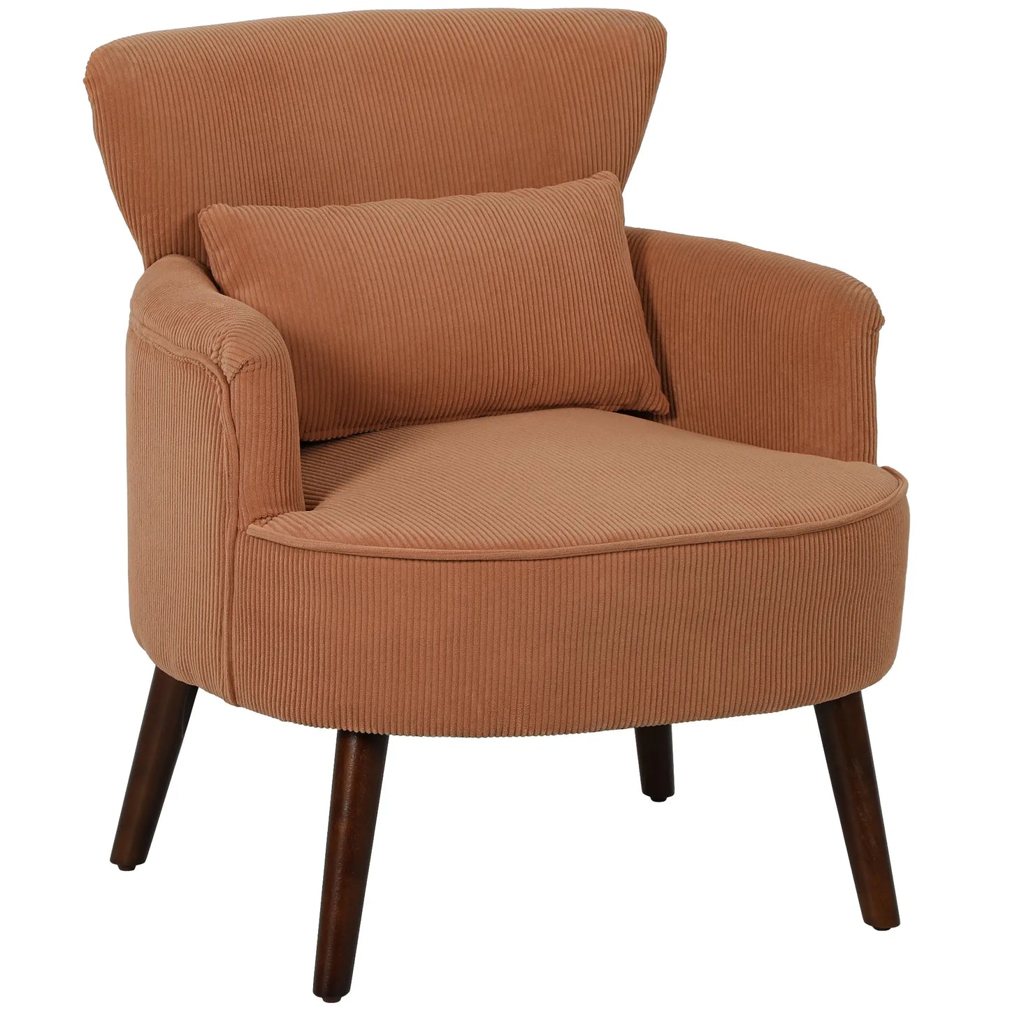 Modern Accent Chair with Solid Wood Legs and Lumbar Pillow for, Orange