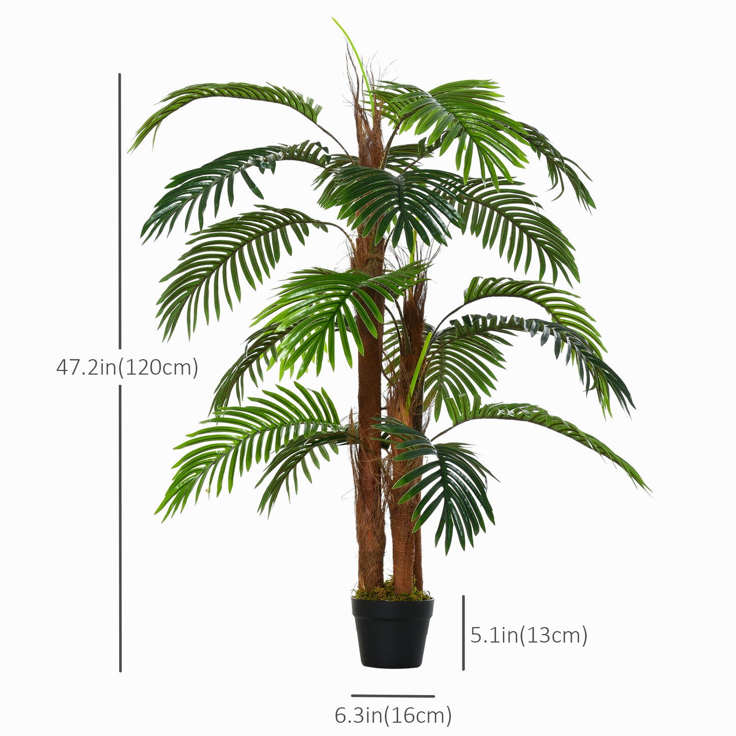 4FT Artificial Palm Tree, Faux Greenery Plant, Decorative Tree in Nursery Pot for Indoor Outdoor Décor