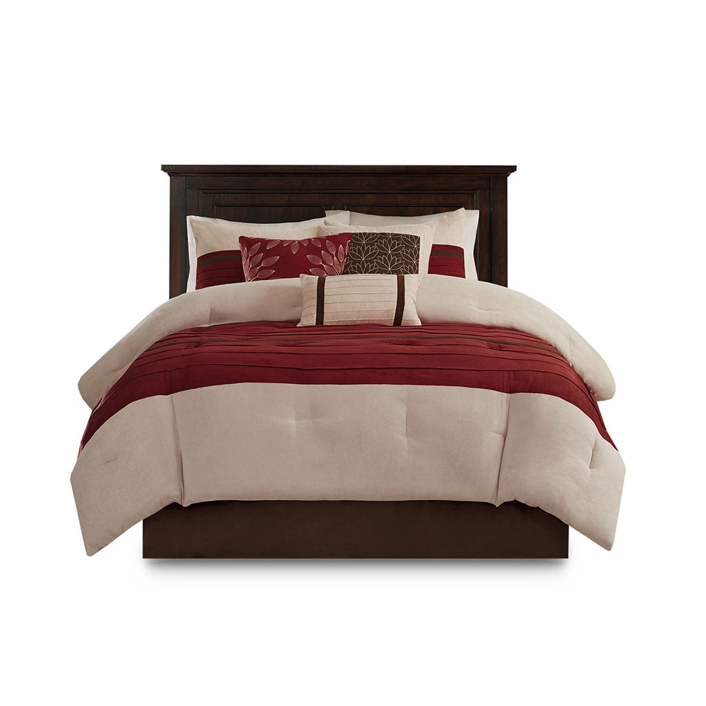 Vera 7-Piece Microsuede Comforter Set, Red