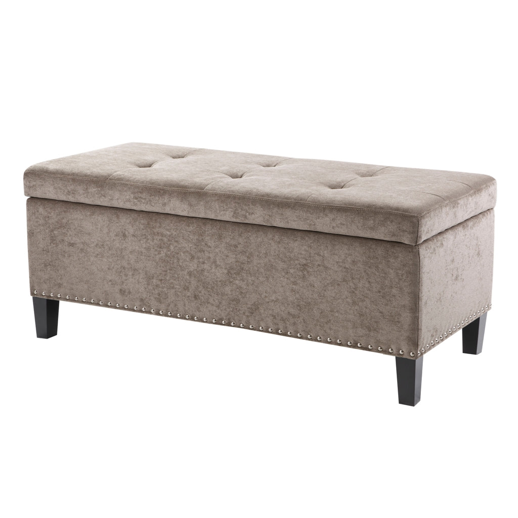 Tufted Accent Ottoman Bench with Interior Storage, Taupe