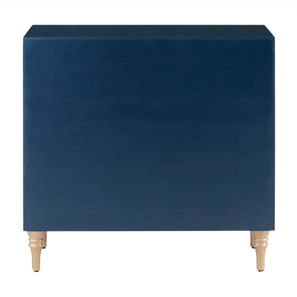 Gloss Wood Finish 3-Drawer Chest, Navy Blue (Ltl)