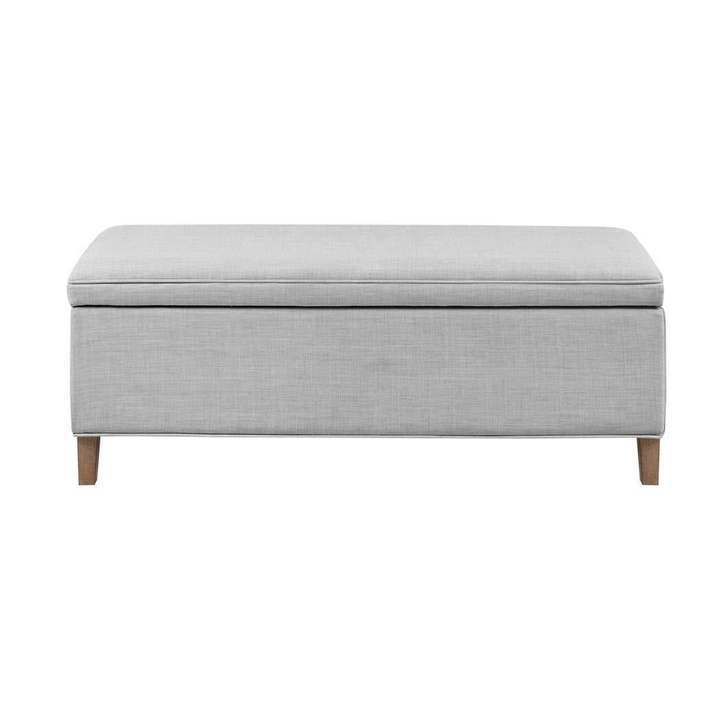 Transitional Upholstered Storage Bench, Grey