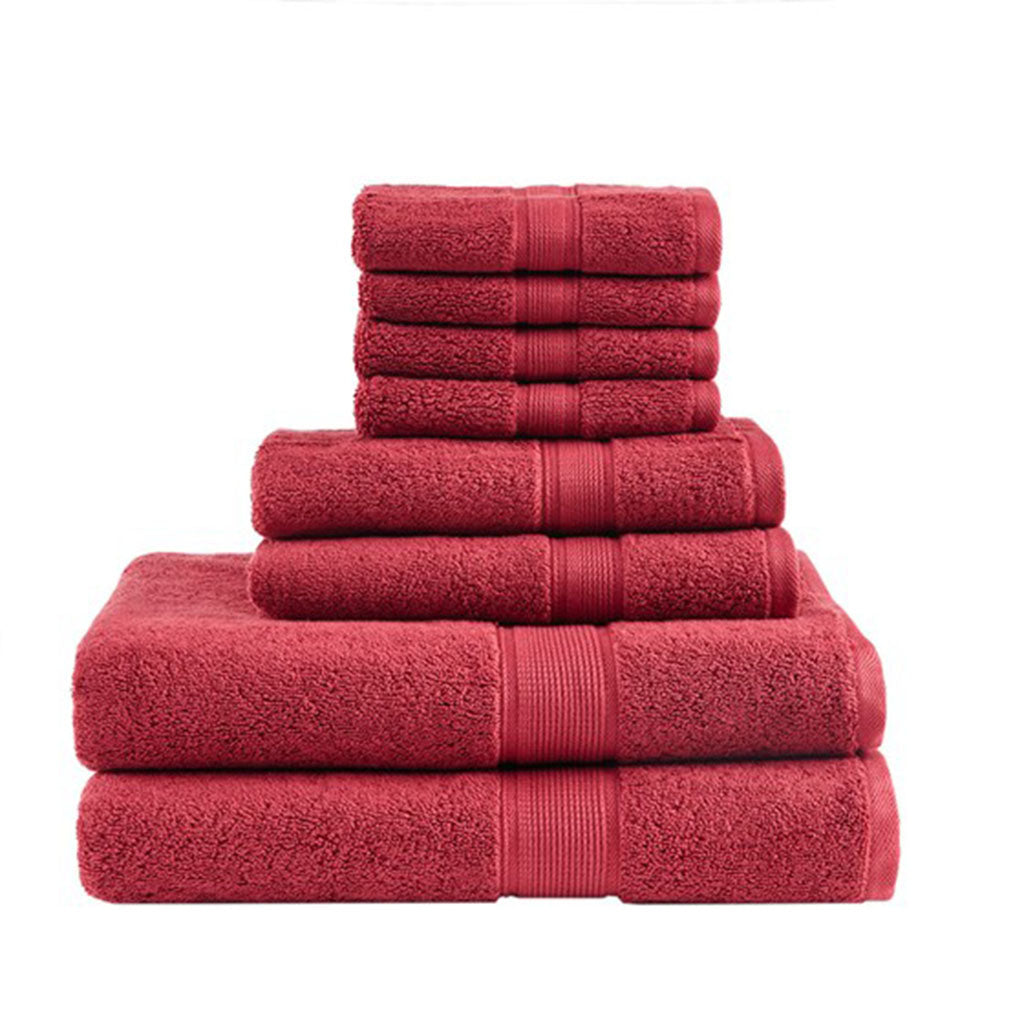 Antibacterial Spa-Like 8-Piece Bathroom Towel Set, Red