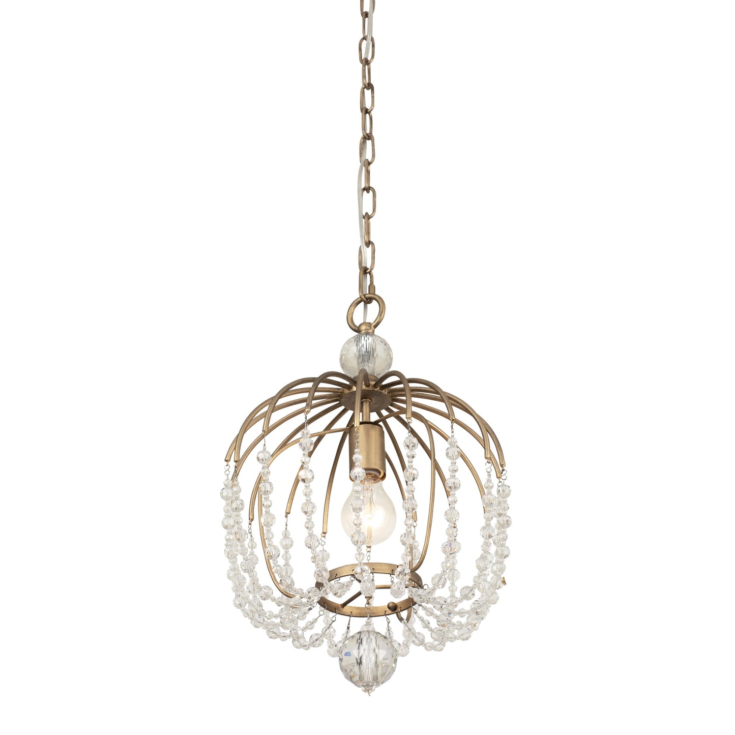 Voliere 1-Lt Crystal Pendant - Havana Gold