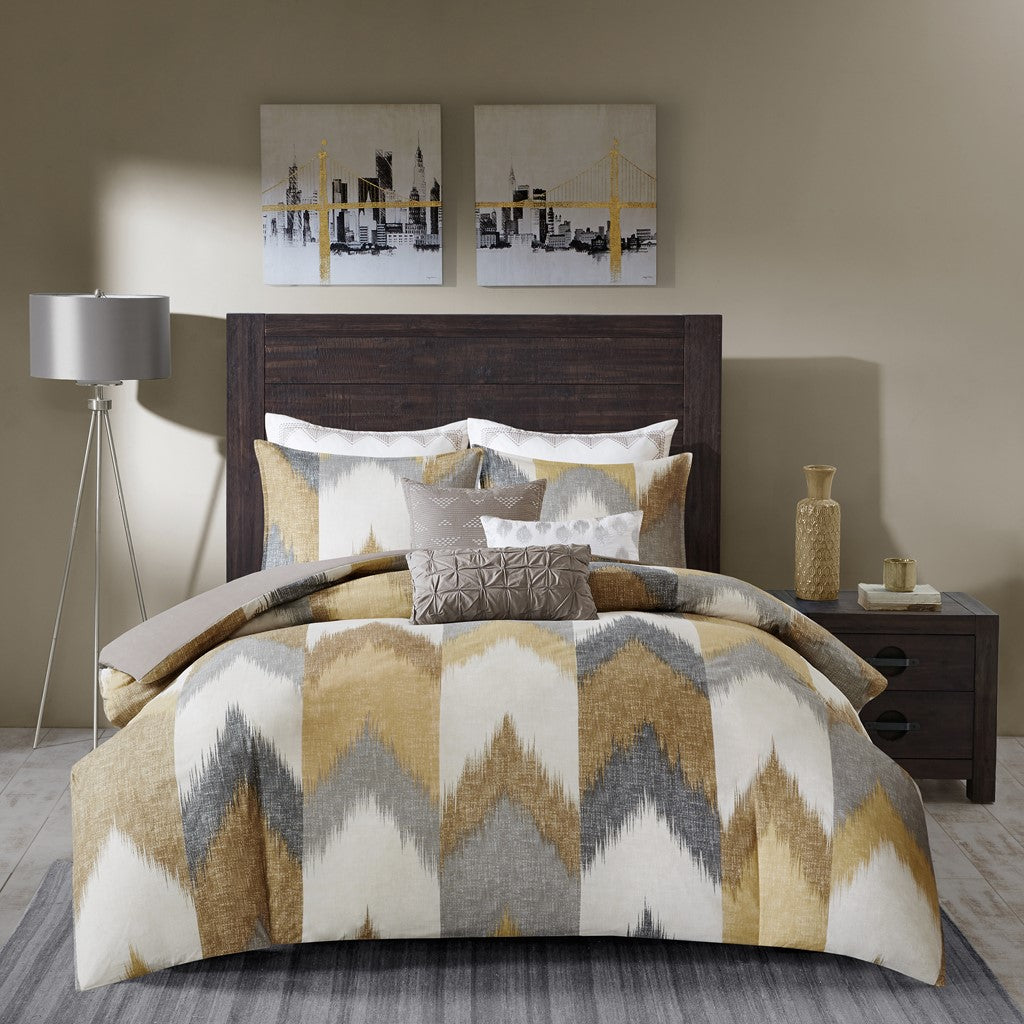 Ikat Chevron 3-Piece Comforter Set, Yellow