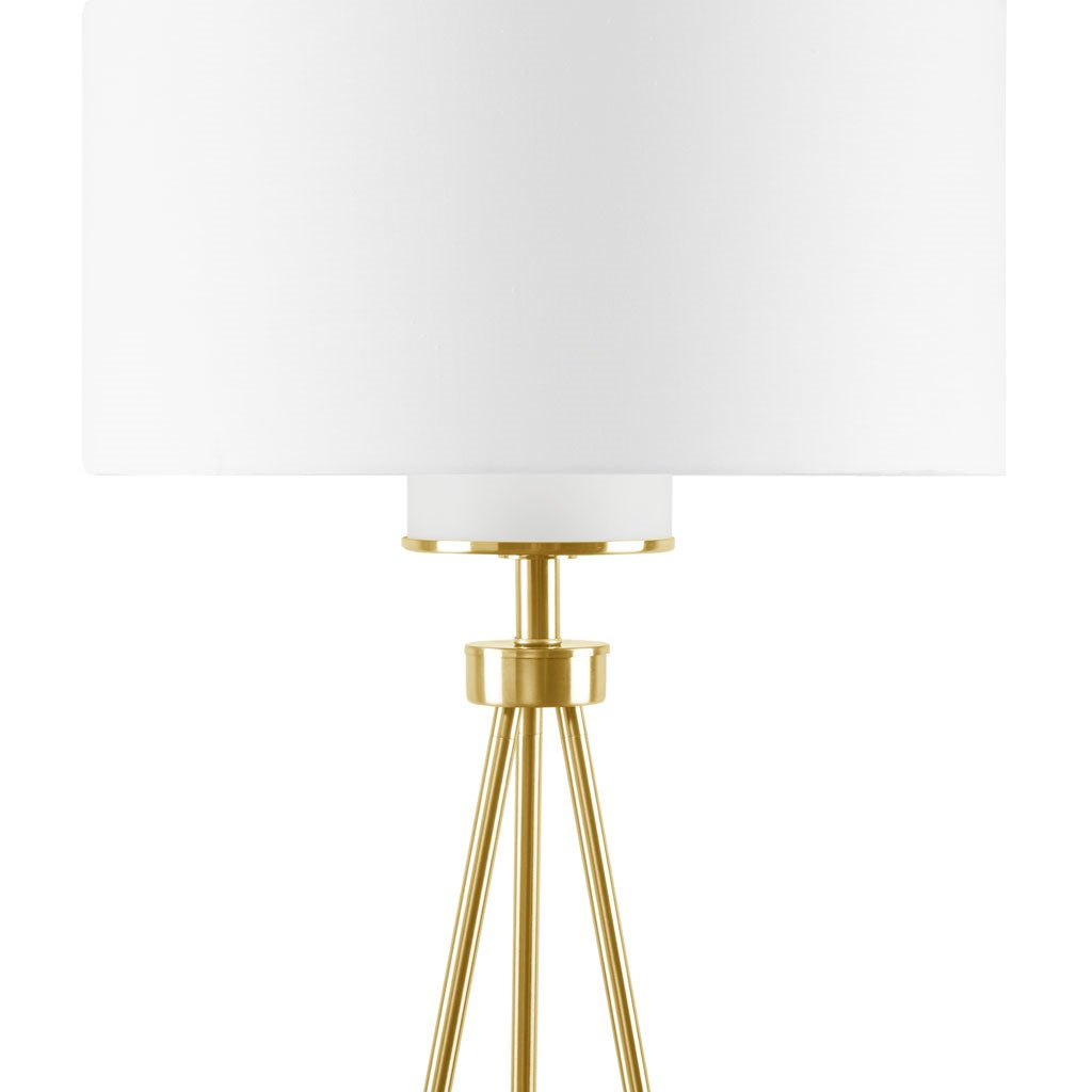 Gold Base Tripod White Shade Floor Lamp