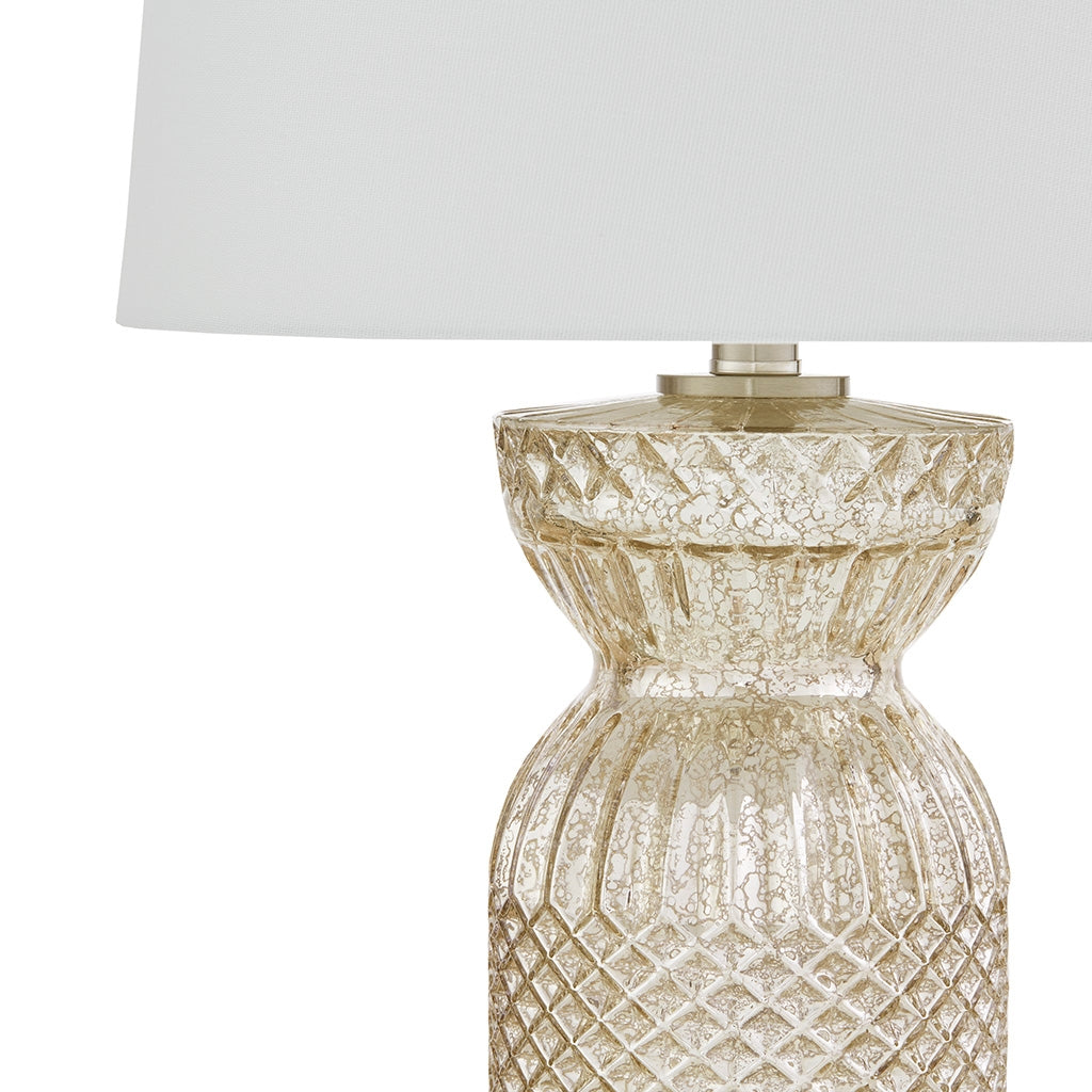 Textured Glass and Acrylic Base Table Lamp, Mercury