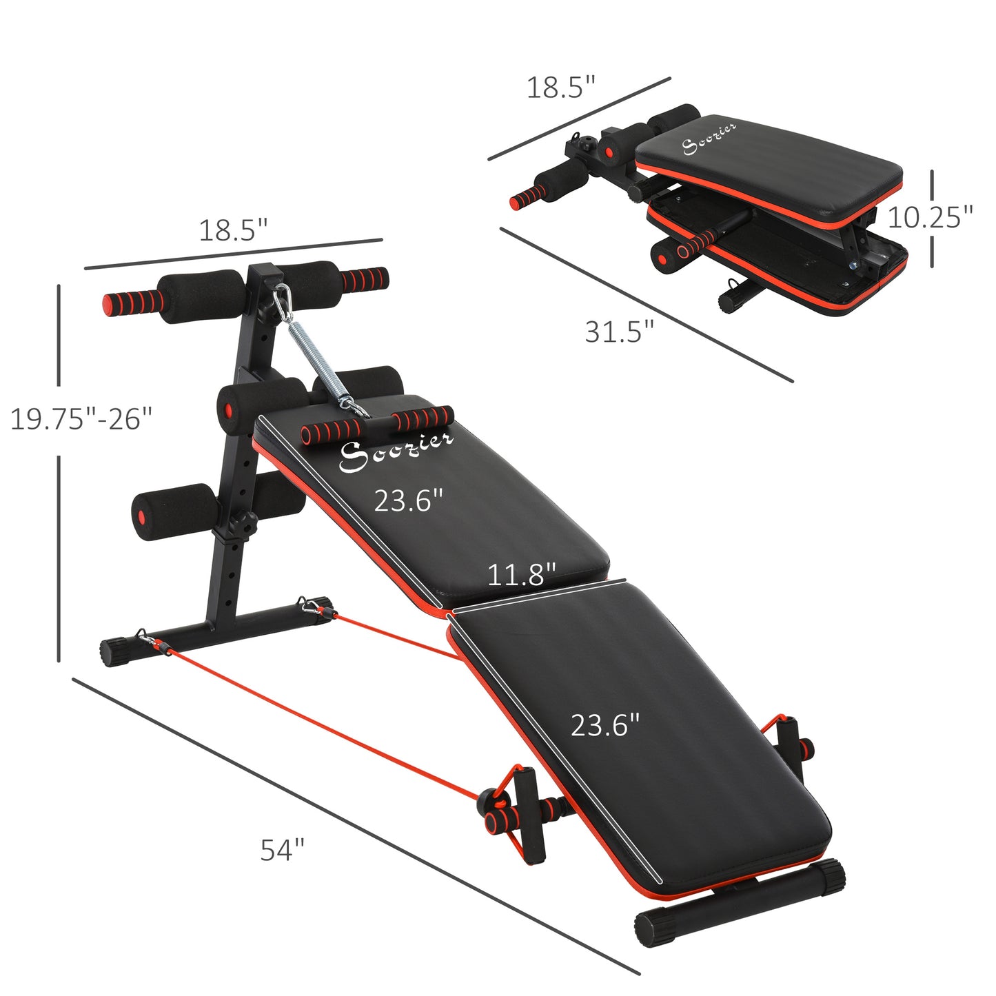 Foldable Sit Up Bench Core Workout for Home Gym Black