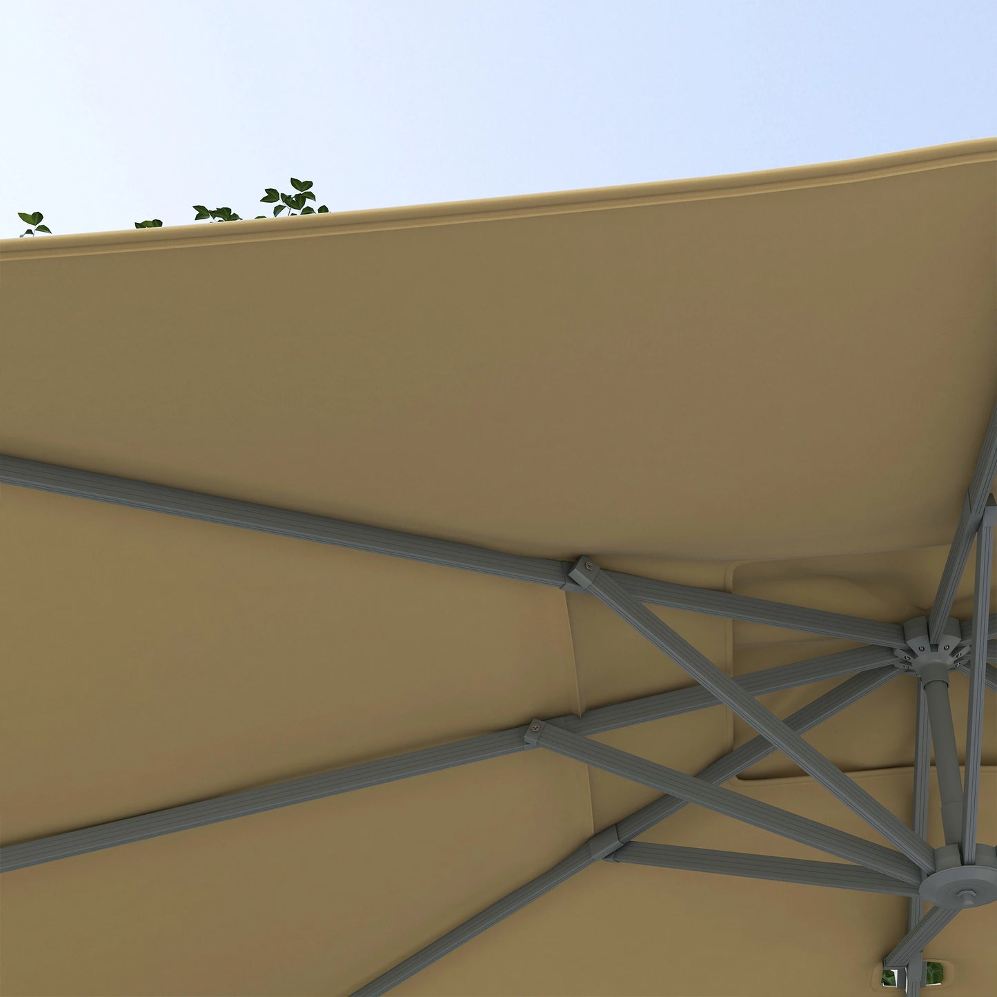 13 FT Cantilever Umbrella, Aluminum Hanging Offset with 360°Rotation, Crank, Tilt, Cross Base, in Khaki