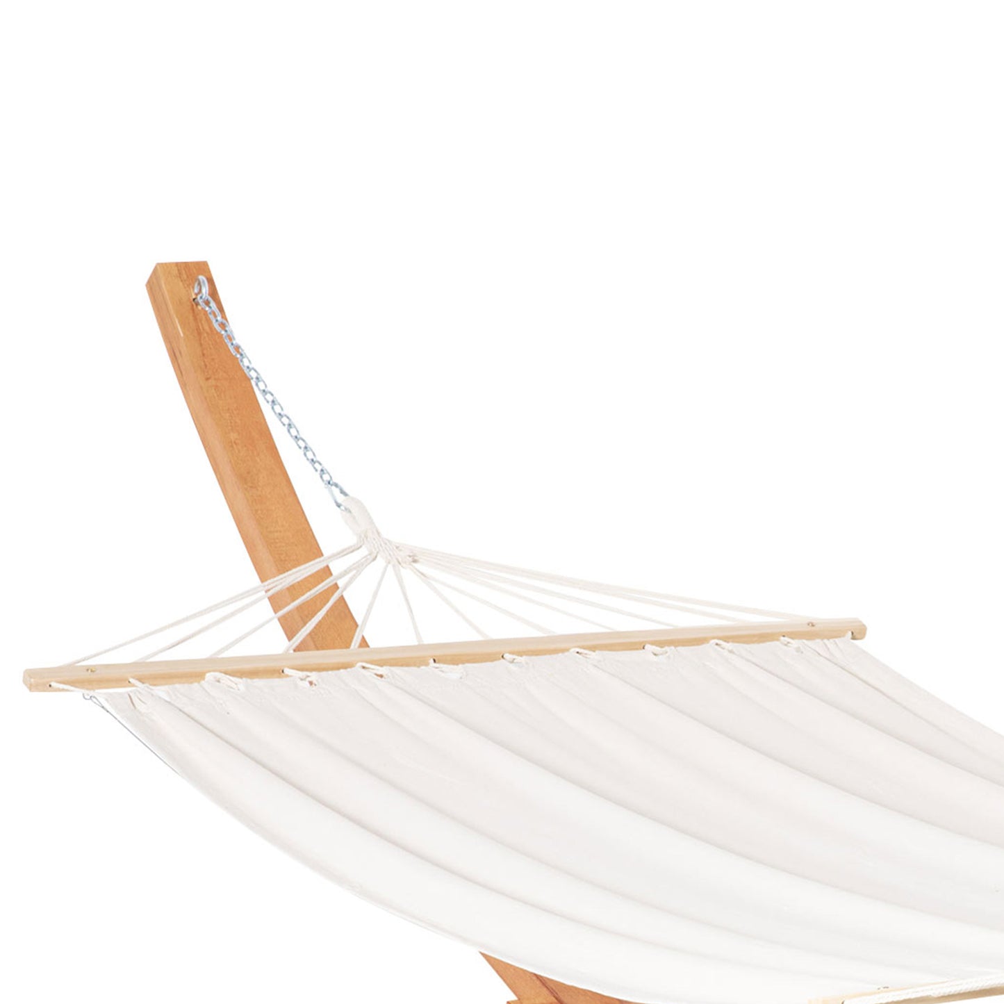 Patio Hammock with Stand, Outdoor Arch Wooden Hammock Bed, Camping Hammock w/ Straps and Hooks, White