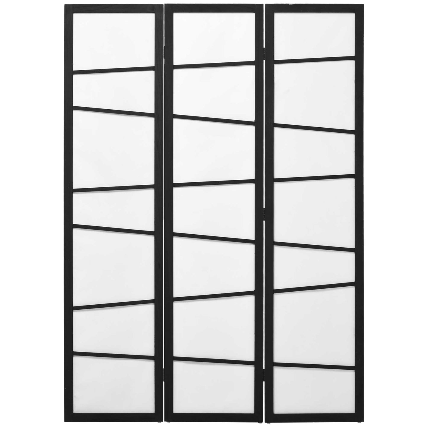 5.6ft Folding Room Divider, 3 Panel Wall Partition with Wood Frame for Bedroom, Home Office, White