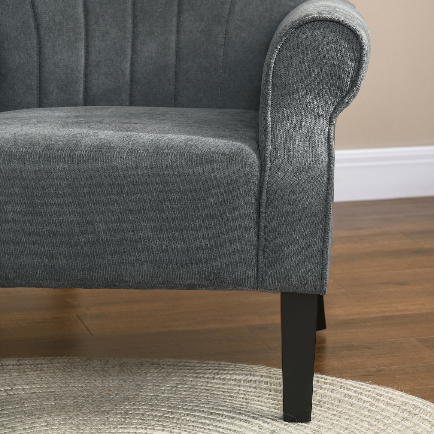 Modern Accent Chair with Wood Legs for Living Room, Bedroom, Home Office, Dark Grey