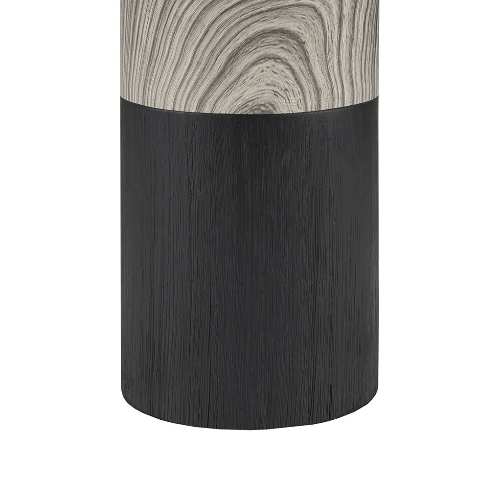 Mid-Century Wood Grain Table Lamp, Matte Black