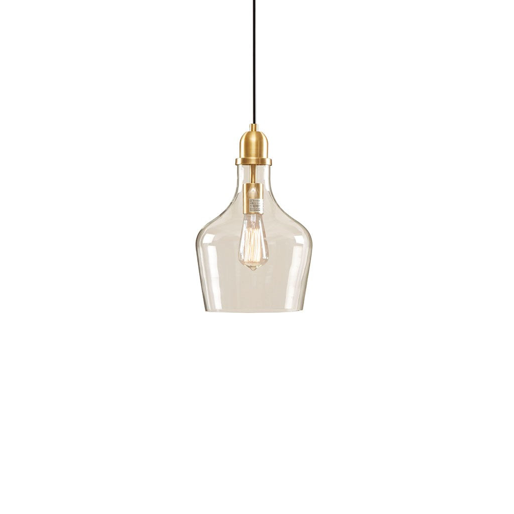 Clear Bell Shape Glass Metal Pendant, Gold